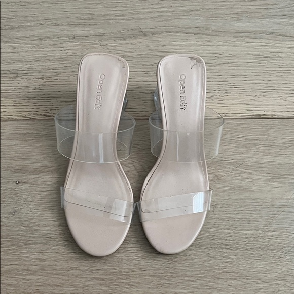 Open Edit Women's Transparent Strap Heels - Nude - Picture 3 of 7